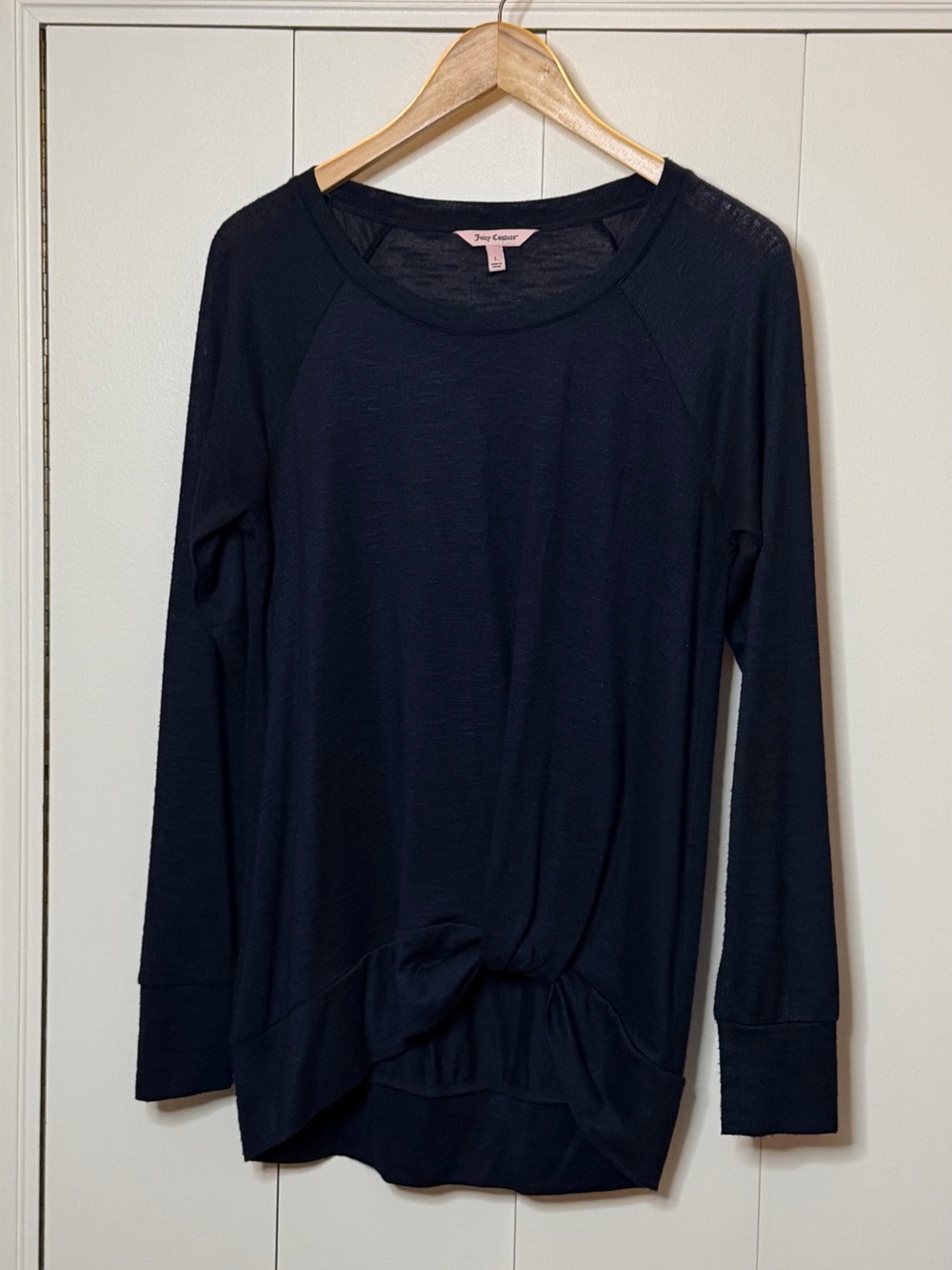 Juicy Couture Navy Long Sleeve Front Knot Top